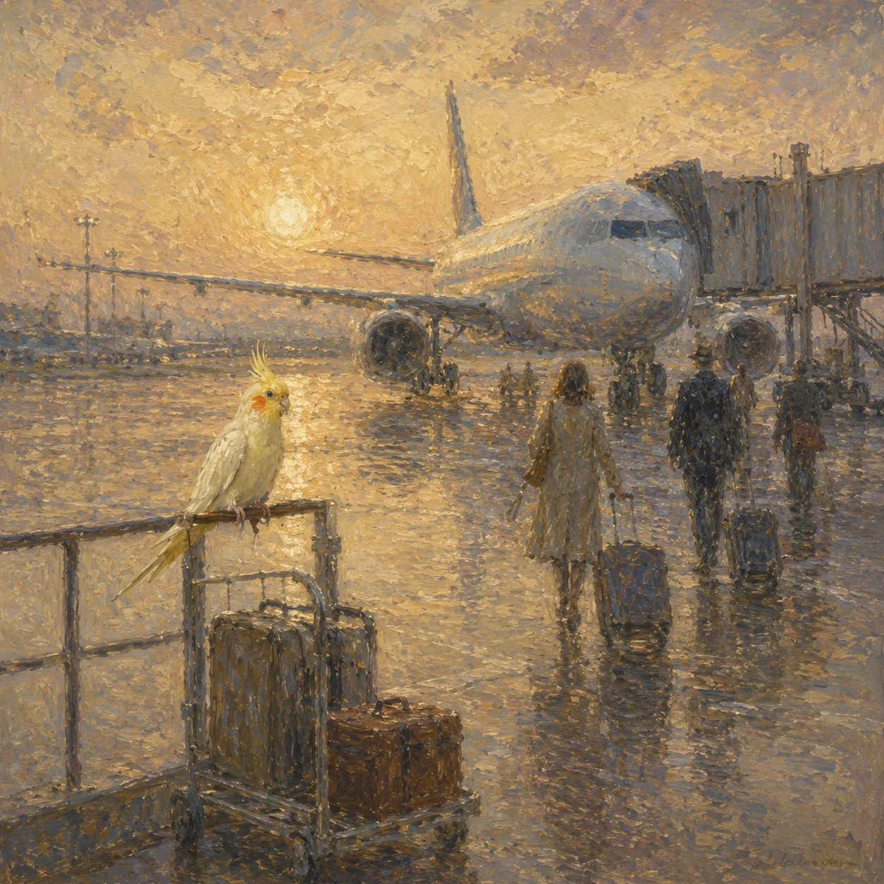 An impressionist airport tarmac